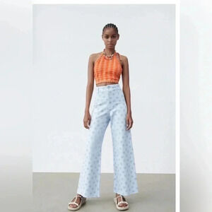 ZARA Jacquard Crop Top Sz S